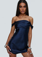 Zabbarra Off The Shoulder Mini Dress Navy