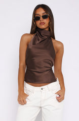 Time Passes Halter Top Chocolate