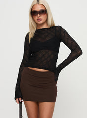 Karley Low Waist Mini Skirt Chocolate