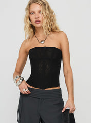 Oscuro Longline Mesh Corset Top Black