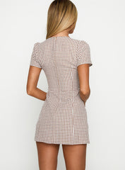 Loveliness Playsuit Brown Check
