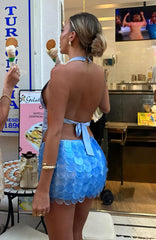 Forgiven Aura Shell Mini Skirt Blue