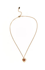 Almost Mine Gold Red Heart Pendant Necklace