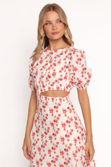 Aminah Puff Sleeve Dress - Red Floral
