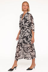 Audrina Maxi Dress - Black Floral