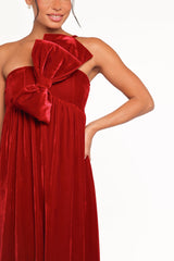 Betina Bow Front Maxi Dress - Red Velvet