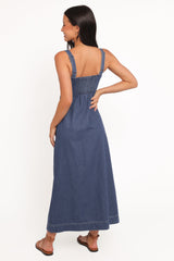 Bettie Midi Dress - Mid Blue Denim