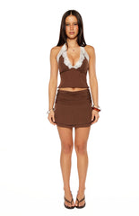 Casper Brown Polka Dot Halter Neck Top