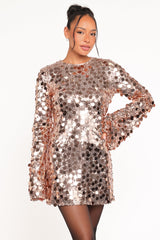 Electra Long Sleeve Mini Dress - Gold