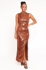 Emerie Sleeveless Metallic Maxi - Bronze