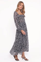 Faith Long Sleeve Maxi Dress - Black Floral