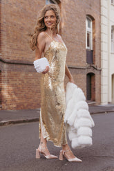 Karley Sequin Maxi Dress - Gold