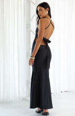 Kelcey Black Sequin Detail Formal Maxi Dress