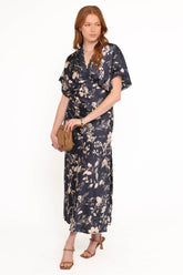 Laurent Midi Dress - Navy Cream Floral