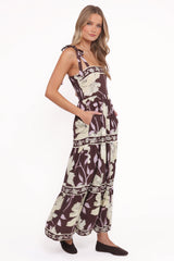 Leonor Maxi Dress - Yellow Brown Floral