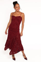 Lorde Midi Dress - Burgundy Lace