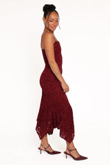 Lorde Midi Dress - Burgundy Lace
