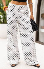 Loreta White Polka Dot Low Waist Pants