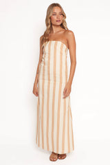 Luisa Midi Dress - Brown Stripe