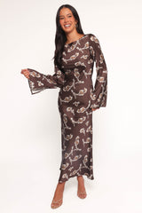Maia Long Sleeve Maxi Dress - Chocolate Orchid