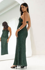 Maiah Emerald Green Sequin Maxi Dress