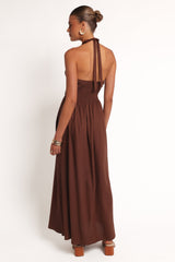Marie Halterneck Maxi Dress - Chocolate