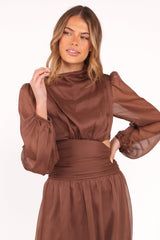 Neveah Long Sleeve Maxi Dress - Chocolate