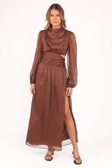 Neveah Long Sleeve Maxi Dress - Chocolate