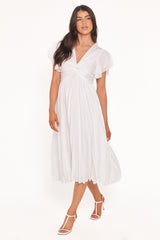 Nova Flutter Sleeve Dress - White
