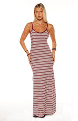 Rhiannon Burgundy Stripe Knit Maxi Dress