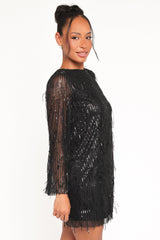 Serena Sequin Mini Dress - Black