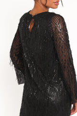 Serena Sequin Mini Dress - Black