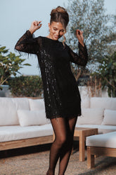 Serena Sequin Mini Dress - Black