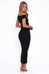 Spencer Off Shoulder Midi Dress - Black