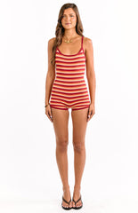 Tatum Orange Stripe Knit Playsuit