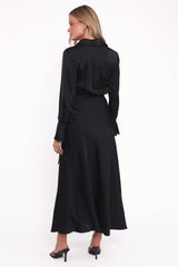 Verna Long Sleeve Maxi Dress - Black
