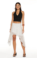 Khalea White Polka Dot Hanky Hem Midi Skirt