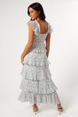 Cayson Midi Ruffle Dress - Cream Lavender