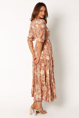 Kelda Dress - Tan Floral