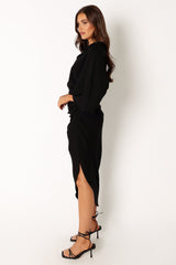 Paxton Long Sleeve Midi Dress - Black