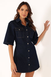 Hailey Denim Mini Dress - Dark Denim