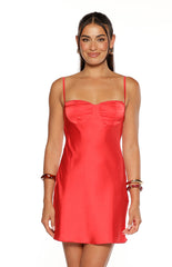 Tinsley Red Satin Party Mini Dress