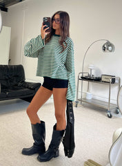 Bloom Long Sleeve Top Moss Stripe