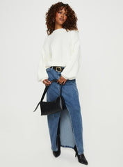 Harmony Balloon Sleeve Knit Sweater White