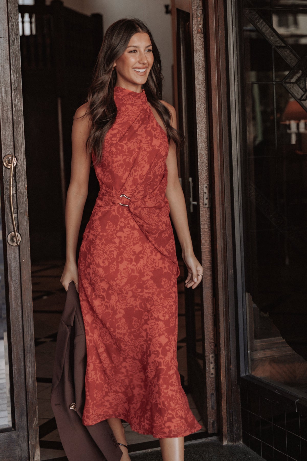 Isabeau Midi Dress - Red Roses