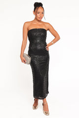 Agnes Strapless Sequin Maxi Dress - Black