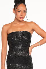 Agnes Strapless Sequin Maxi Dress - Black
