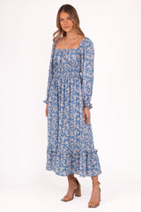 Aine Midi Dress - Blue Floral