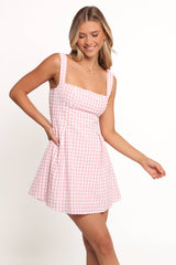 Althea Mini Dress - Pink Gingham