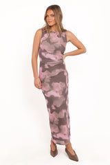 Alyssa Maxi Dress - Pink/Brown Print